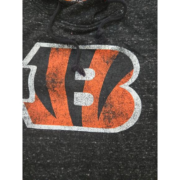 Wmns Small Antigua Heather Black Cincinnati Bengals Lightweight Pullover Hoodie - Picture 2 of 4